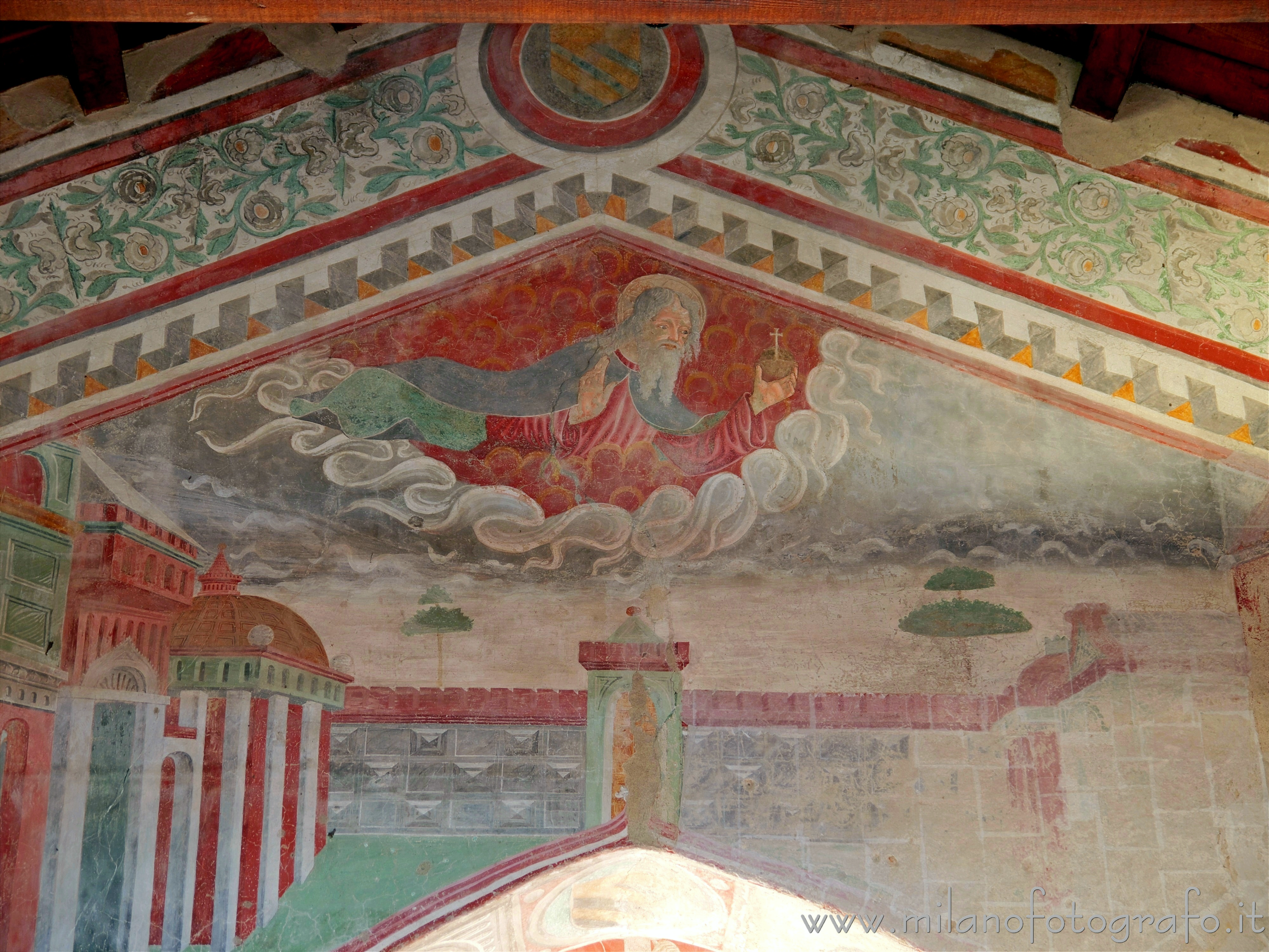 Settimo Milanese (Milan, Italy) - God the Father on the triumph arch of the Oratory of San Giovanni Battista